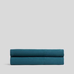 Linen Fitted Sheet - FINAL SALE (Peacock)