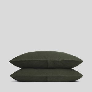 Linen Pillowcase Set (Evergreen)