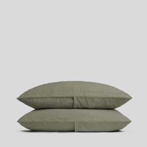 Linen Pillowcase Set (Moss)