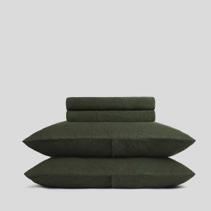Linen Sheet Set - Evergreen F/Q