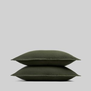 Linen Sham Set (Evergreen)