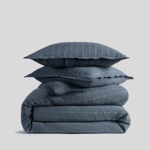 Linen Duvet Cover Set - Dusk Stripe K/CK
