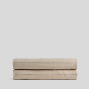 Linen Fitted Sheet (Bone Stripe)