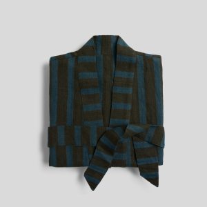Linen Stripe Robe - FINAL SALE (Evergreen and Peacock)
