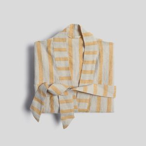 Linen Stripe Robe - FINAL SALE (Natural and Yellow)