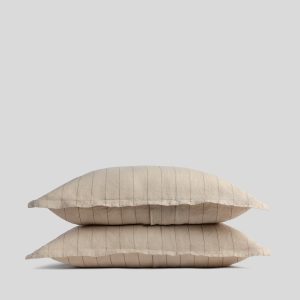 Linen Sham Set (Bone Stripe)