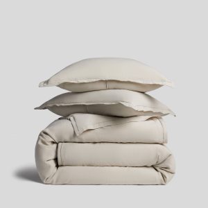 Linen Tencel Duvet Cover Set - Bone K/CK