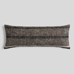 Marfa Stripe Lumbar Pillow Cover (Soft Black and Natural)