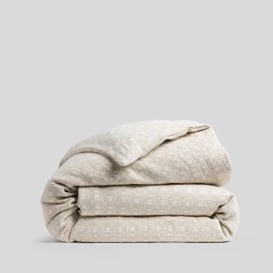 Modern Check Jacquard Duvet Cover (Cream and Bone)
