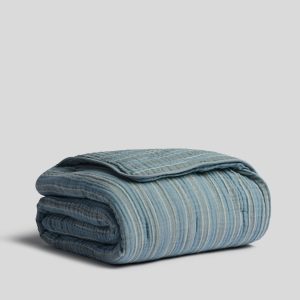 Organic Cloud Cotton Stripe Toddler Quilt (Wave and Horizon)