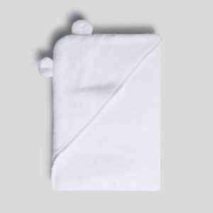 Organic Hooded Toddler Towel with Ears (White)
