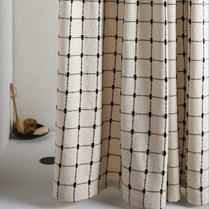 Organic Oasis Shower Curtain (Natural with Soft Black)