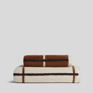 Organic Plush Towels (Bone Windowpane)