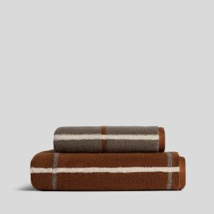 Organic Plush Towels (Tobacco Windowpane)