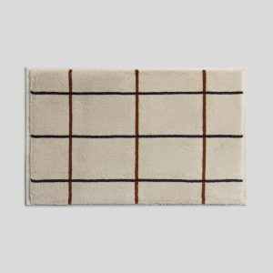 Organic Plush Tub Mat (Bone Windowpane)