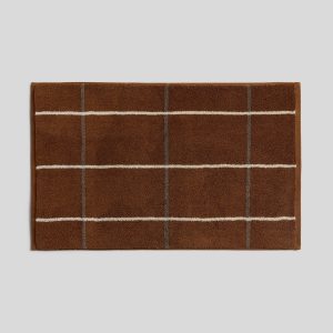 Organic Plush Tub Mat (Tobacco Windowpane)
