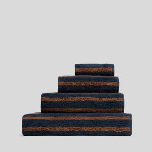Organic Resort Stripe Towels (Ink with Tobacco)