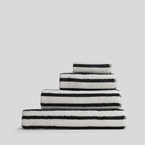Organic Resort Stripe Towels - FINAL SALE (Plaster with Soft Black)