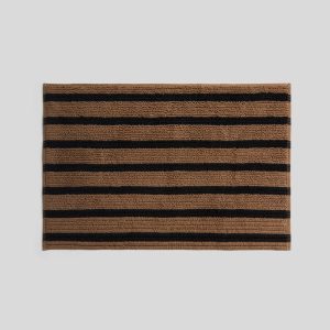 Organic Resort Stripe Tub Mat (Camel with Soft Black)