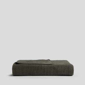 Organic Rib Knit Throw (Thyme)