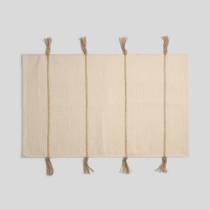 Organic Tassel Bath Rug (Natural and Toast)