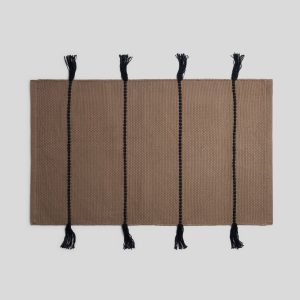 Organic Tassel Bath Rug (Warm Grey and Soft Black)