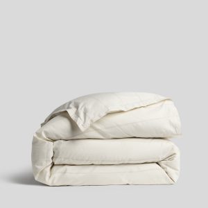Percale Duvet Cover (Bone Stripe)