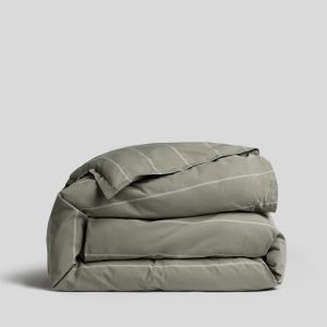 Percale Duvet Cover (Moss Stripe)