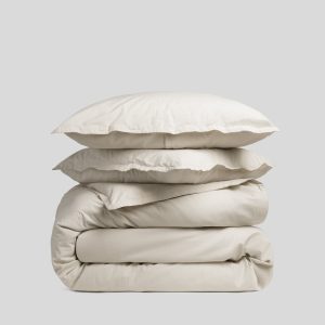 Percale Duvet Cover Set - Bone F/Q