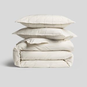 Percale Duvet Cover Set - Bone Stripe TW/XL