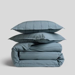 Percale Duvet Cover Set - Dusk Stripe F/Q