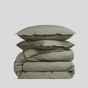 Percale Duvet Cover Set - Moss F/Q