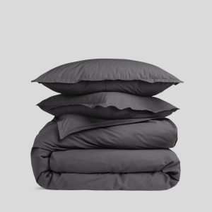 Percale Duvet Cover Set - Slate F/Q