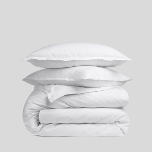 Percale Duvet Cover Set - White F/Q