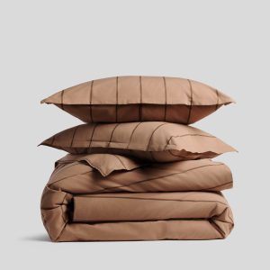 Percale Duvet Cover Set - Adobe Stripe TW/XL