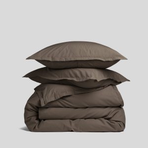 Percale Duvet Cover Set - Warm Grey F/Q