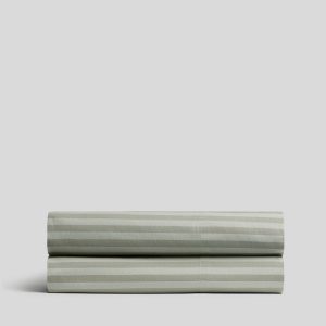 Percale Fitted Sheet (Moss Stripe)