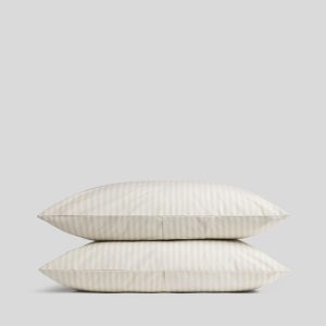 Percale Pillowcase Set (Bone Stripe)