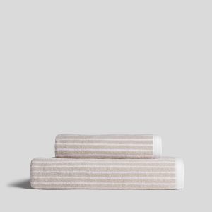 Pinstripe Towels (Bone and White)