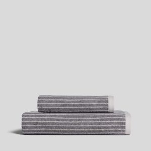 Pinstripe Towels (Pebble and Dove)