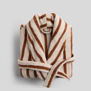 Terry Stripe Robe - FINAL SALE (Bone and Tobacco)