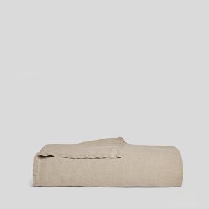 Vintage Linen Bed Blanket (Natural)